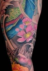 Arm color peacock cherry tattoo pattern
