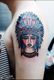 Tattoo show, recommend a woman's arm, oldcschool style, Indian girl tattoo work