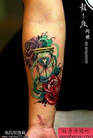 Arm color rose roseglass tattoo basa