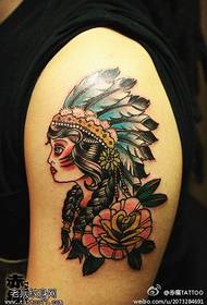 Arm colored indian rose tattoo pattern