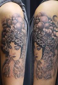 Padrão de tatuagem de homem: braço Beijing drama beleza flor denim tatuagem padrão