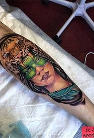 Braccio creativo tatuaggio ragazza tigre