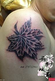 Male Arm Personality Leaf Tattoo Pattern