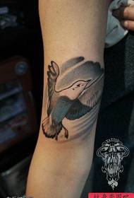 Pokaz tatuażu, dziel oczy, ramiona, gołębie, tatuaże
