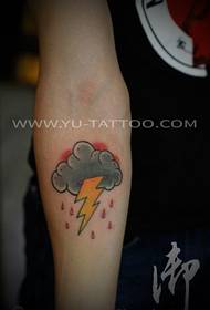 Postupak tetovaže groma u boji ruke