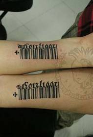 Rankos pora brūkšninio kodo skaitmeninis tatuiruotės modelis