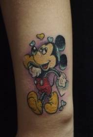 Patró de tatuatge de dibuixos animats: patró de tatuatge de ratolí de dibuixos animats de braç