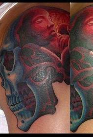 Arm creatieve schedel tattoo