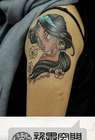 Motif de tatouage de petite princesse dans la belle lampe Aladdin