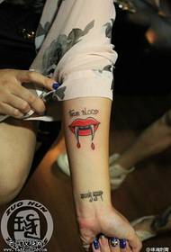 Arm color lips tattoo pattern
