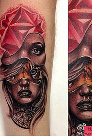 an arm mask girl tattoo pattern