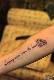 Arm superman logo letter tattoo pattern