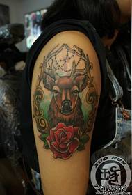 Dievčenské rameno módne trend jeleňov tetovanie