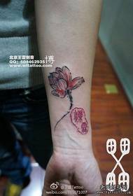 Дјевојка на рукама лијеп узорак тетоваже лотоса