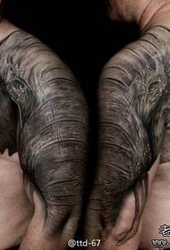 男人手臂和肩膀上的酷大象紋身圖案