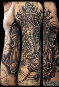 Arm mustavalkoinen norsu jumala tatuointi malli