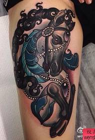 een arm kleur schoolstijl paard Tattoo patroon