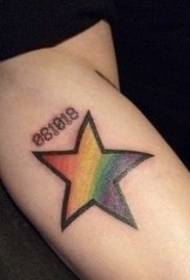 Arm color rainbow totem pentagram tattoo paterone