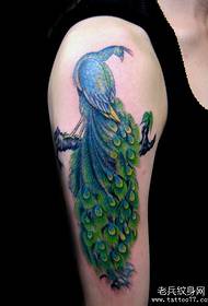Un modello di tatuaggio fenice colorato a braccio