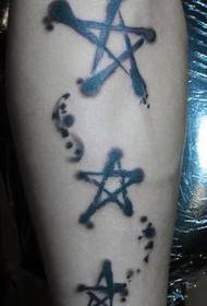 Lengan tinta gaya pola tato bintang berujung lima