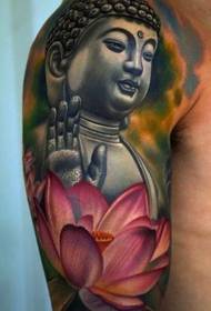 Tattoo teratai Buddha berwarna tangan dikongsi oleh tatu