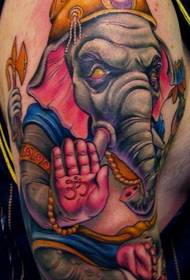 un modello del tatuaggio del dio dell'elefante di colore del braccio grande di stile europeo