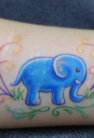 Sumbanan sa Tattoo sa Babaye: Kolor sa Linya nga Cute Cartoon nga Elephant Tattoo nga Sumbanan