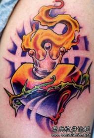 Arm color love flame wattle tattoo