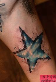 ຮູບແບບ tattoo starry ສີຫ້າແຫຼມຮູບແບບ tattoo