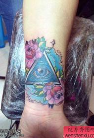 Tatuerad tatuering för handleden färg gud öga ros