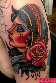 Tatuaj arată poză între un model de tatuaj fată școală braț