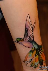 Image de spectacle de tatouage recommandé un motif de tatouage couleur hirondelle au bras féminin