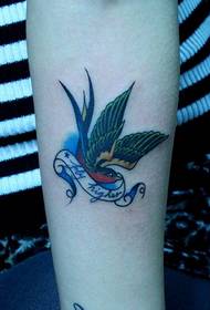Patrón de tatuaje de golondrina pequeña brazo favorito de niña