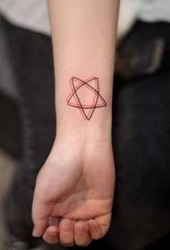 Padrão de tatuagem de linha de pentagrama de braço