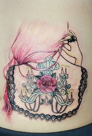 Beautiful Girl Back Shadow Tattoo Pattern