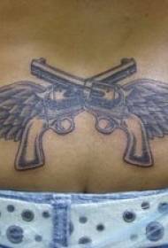 Abdomen Wings Pistol Tattoo Pattern