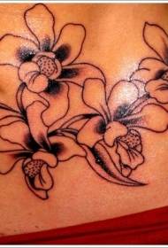modello di tatuaggio del ventre orchidea nera