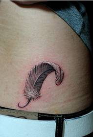 personality fashion abdomen good-looking black and white feather tattoo pattern picture