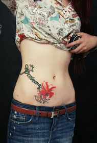 Mados grožio pilvas English Bana Flower tattoo