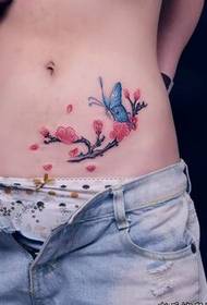 belleza Abdomen moda guapo color flor de cerezo mariposa tatuaje foto