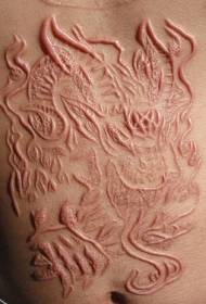 abdomen frygtelig skåret kød dæmon tatovering mønster
