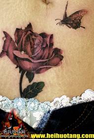 корема кръв червена роза пеперуда модел татуировка