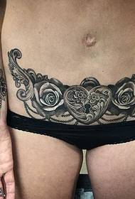 patrwm tatŵ blodau rhosyn rhywiol abdomen
