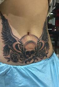 Potma sa tiyan sa personalidad nga skull tattoo nga babaye nga sumbanan 28596-Usa ka pattern sa tattoo sa tiyan nga angay alang sa mainit nga mga inahan