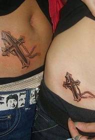pareja vientre personalidad cruz tatuaje
