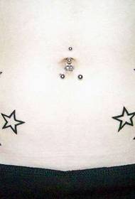 imatge de tatuatge d'estrelles de cinc puntes de l'abdomen negre