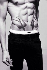 hom txiv neej lub plab mog classic ob chav Yan cwm pwm tattoo