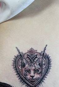 женски корем мода добре изглеждаща котка татуировка модел картина