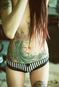 секси женски абдомен боја тетоважа шема феникс за да уживате во сликата