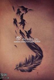 modèle de tatouage hirondelle à plumes abdomen